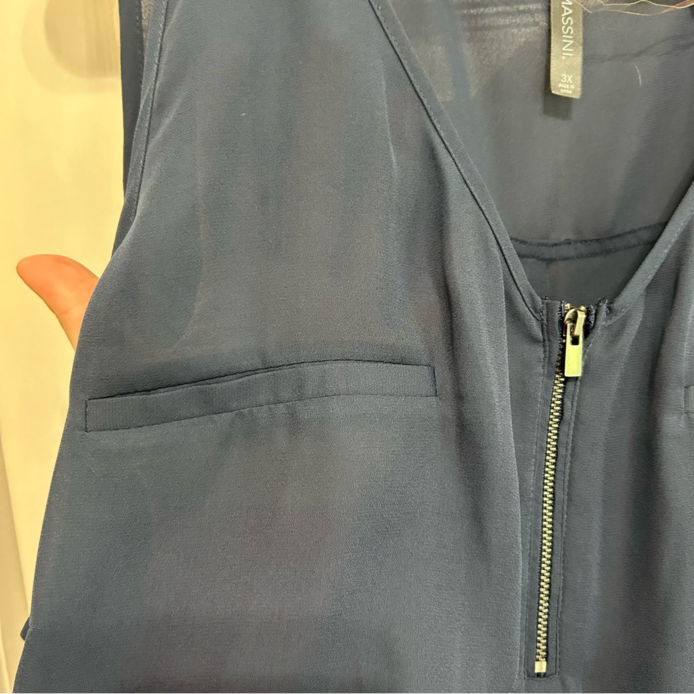 Massini Navy Blue zippered tank size 3XL - Picture 2 of 9